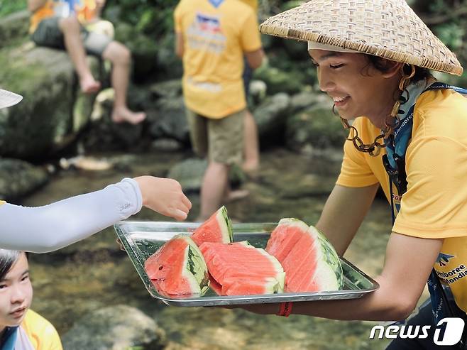 세계스카우트잼버리 사찰 체험 참여 활동 사진