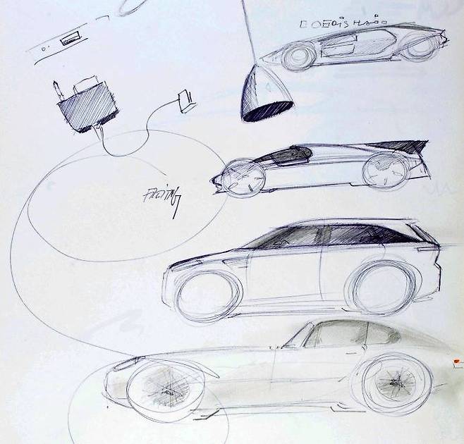 피터 슈라이어의 자동차 디자인 스케치 / 출처=출판사 윌북