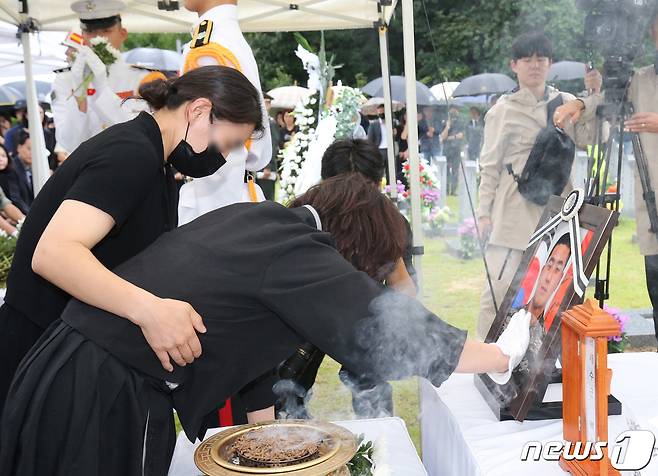 지난달 22일 국립대전현충원에서 엄수된 고(故) 채수근 해병대 상병. 2023.7.22/뉴스1 ⓒ News1 김기태 기자