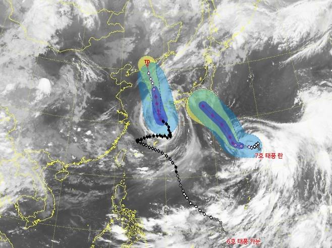 제6호 태풍 '카눈' 위성 영상 (사진, 기상청)