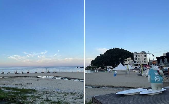 한여름 해가 지기 전 저녁 시간대의 양양군 인구해수욕장 모습. 사진=임우섭 기자