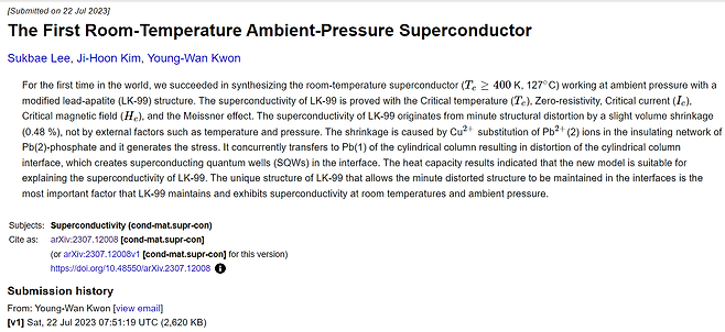 arXiv(아카이브)에 올라온 초전도체 관련 논문 (출처:arXiv)