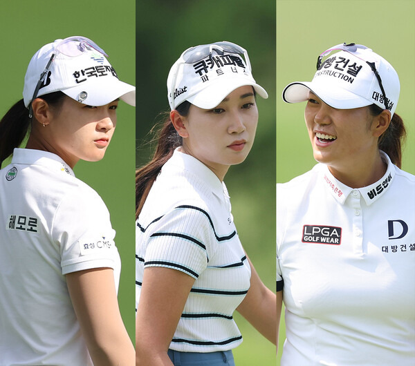 2023년 한국여자프로골프(KLPGA) 투어 두산건설 위브(We've) 챔피언십 우승 경쟁에 뛰어든 박현경, 이수진3, 김민선7 프로. 사진제공=KLPGA