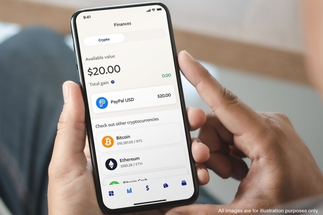 페이팔의 스테이블 코인 ‘페이팔USD(PYUSD)’가 표시된 휴대전화 화면. /자료=페이팔