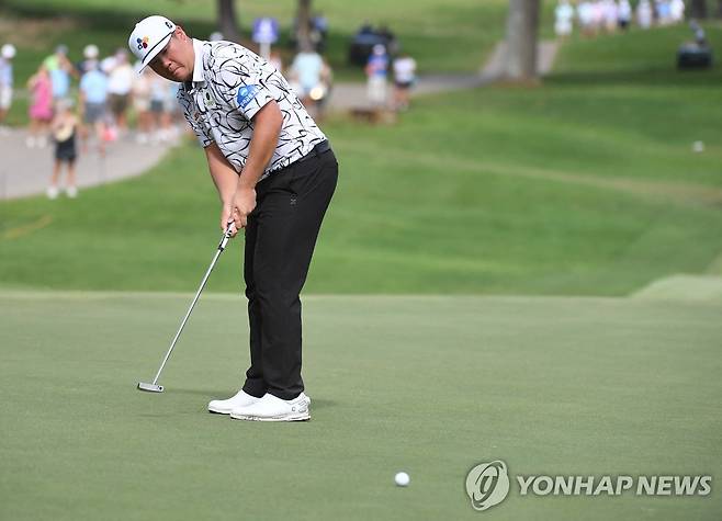 임성재의 3라운드 경기 모습 [Christopher Hanewinckel-USA TODAY Sports/로이터=연합뉴스]