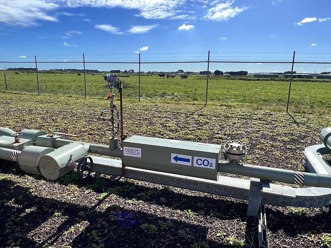 지난 15일 찾은 호주 오트웨이 국제 CCS(탄소 포집·저장) 실증센터 내 이산화탄소 가스 이동 파이프라인 [김은희 기자]