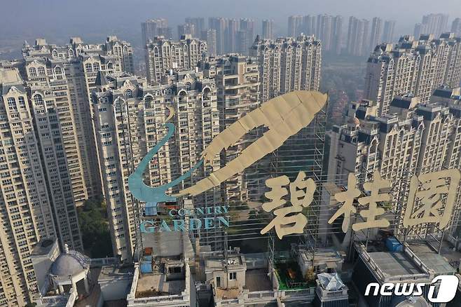 중국의 유명 부동산 개발업체인 비구이위안(碧桂園·컨트리가든)의 로고. ⓒ AFP=뉴스1 ⓒ News1 박형기 기자