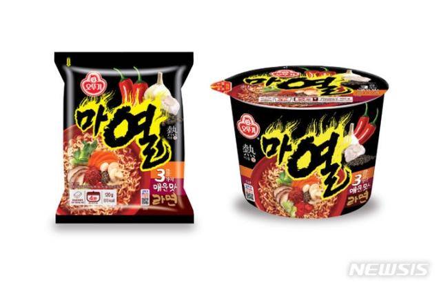 오뚜기에서 8월 중 출시할 예정인 매운 라면 '마열라면' 제품 이미지. 기존 열라면보다 더 맵게 만들었다. 오뚜기 제공