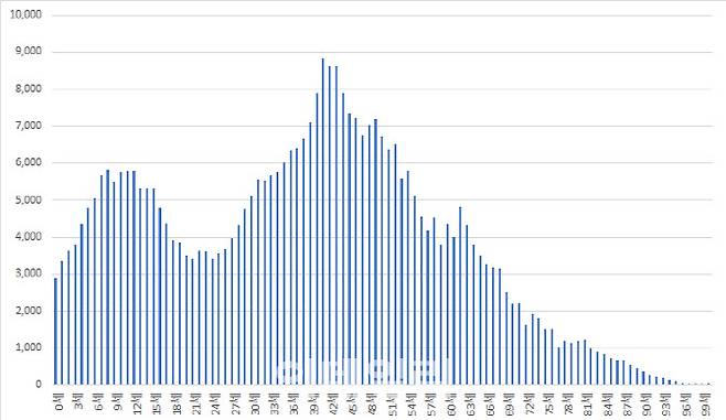 세종시 연령대별 인구 분포. (자료=통계청)
