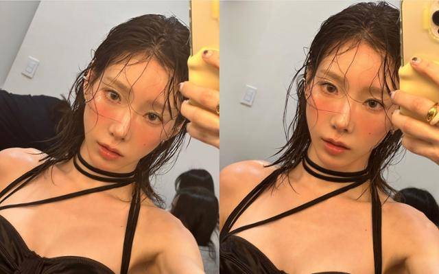 태연이 촉촉한 느낌의 메이크업을 완성했다. 태연 SNS