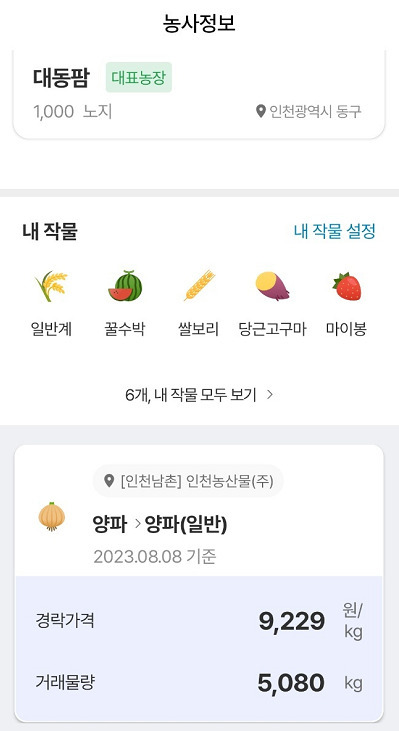 대동 커넥트 앱에서 제공하는 맞춤영농정보서비스. [대동 제공]