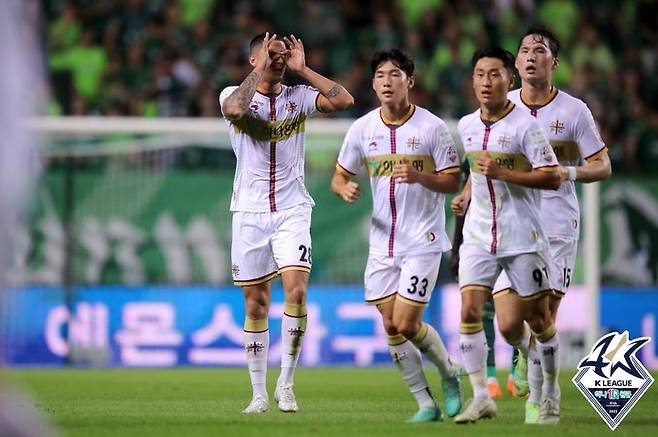 [서울=뉴시스]K리그1 대전 티아고 3경기 연속골. (사진=프로축구연맹 제공)