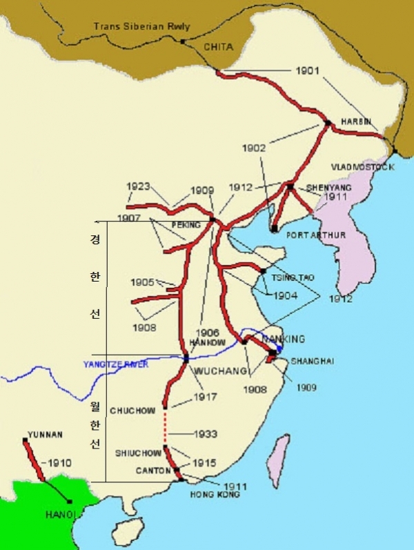 20세기 초 중국 대륙의 주요 철도망