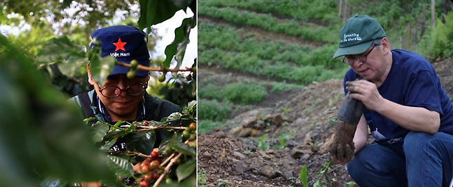 라오스 농장에서 커피나무를 심고 있는 박 대표_출처: 보헤미안박이추커피