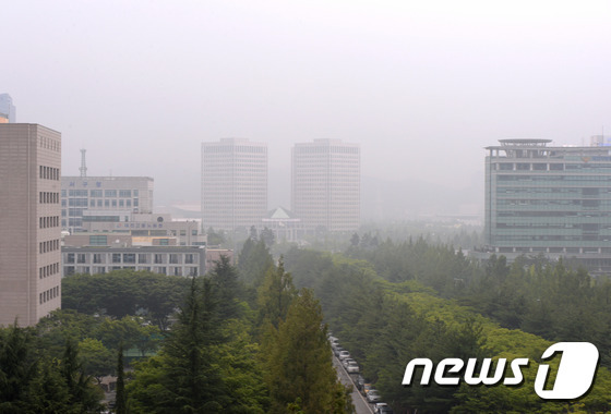 31일 대전·충남은 대체로 흐린 가운데 새벽까지 대부분의 지역에 가끔 비가 오겠다.  대전 정부청사 인근에 짙은 안개가 끼어있다. /뉴스1 ⓒ News1 신성룡 기자