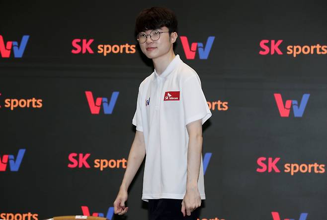 2023년 8월 30일 오후 서울 중구 SK T-타워에서 열린 항저우 아시안게임 출정식에서 e스포츠에 출전하는 LoL '페이커' 이상혁이 기자회견에 참석한 모습. /오종찬 기자