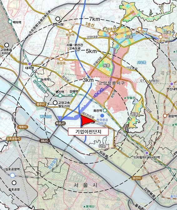 '고양현천 기업이전부지' 위치도. 경기도 제공
