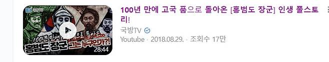 국방홍보원이 만든 이 영상은 온라인에서 영상 제목을 검색하면 나오지만 동영상을 재생할 수 없다.