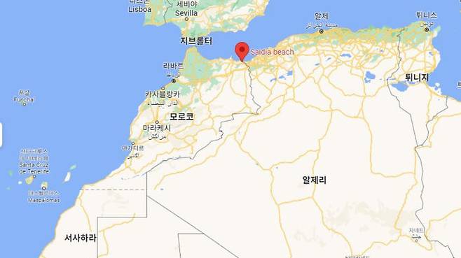 모로코 사이디아 해변 위치 (사진=구글맵)