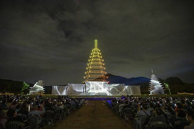 [서울=뉴시스] 익산 미륵사지 미디어아트 (사진=한국문화재재단 제공) 2023.09.07. photo@newsis.com *재판매 및 DB 금지