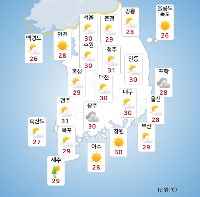 ⓒ기상청: 내일(11일) 오후 전국날씨