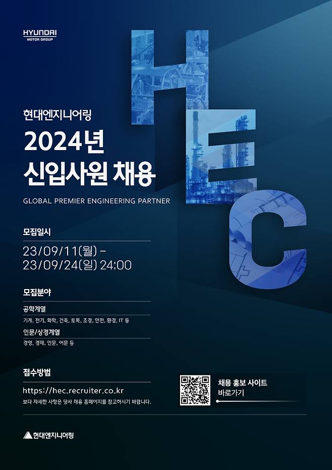 현대엔지니어링 2024년 신입사원 채용 포스터/현대엔지니어링 제공