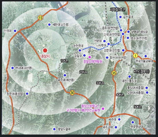 충남도가 해양경찰인재개발원을 당진시로 유치하는데 성공했다. 사진은 위치도./사진제공=충남도