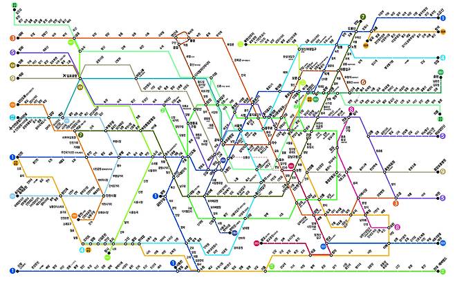 서울지하철 기존 노선도. /서울시