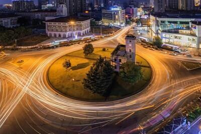 Photo shows night view of a junction at Kaifu District of Changsha, central China's Hunan Province. (PRNewsfoto/Xinhua Silk Road)