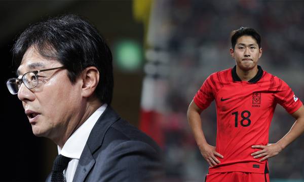 황선홍 아시안게임 축구대표팀 감독과 이강인. 사진=대한축구협회