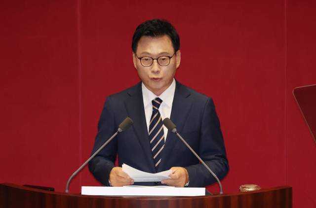 ▲18일 국회에서 열린 본회의에서 더불어민주당 박광온 원내대표가 교섭단체 대표 연설을 하고 있다. ⓒ연합뉴스