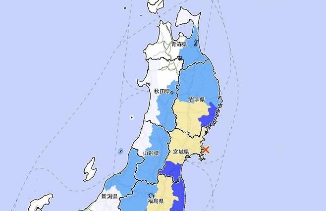 일본 혼슈 북동부 앞바다서 규모 5.5 지진