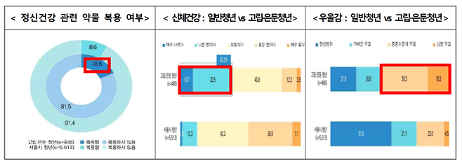 고립은둔청년 정신·신체건강 응답률. 보건복지부