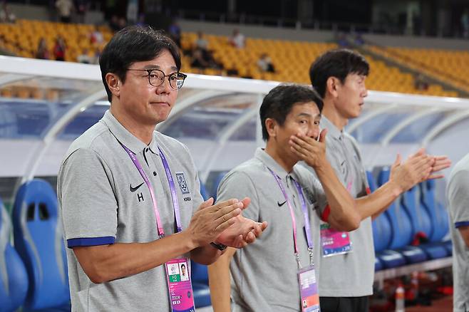 ▲ 19일 중국 항저우 진화 스포츠센터에서 열린 2022 항저우 아시안게임 남자축구 조별리그 E조 1차전에서 쿠웨이트를 9-0으로 크게 이겼다. ⓒ연합뉴스