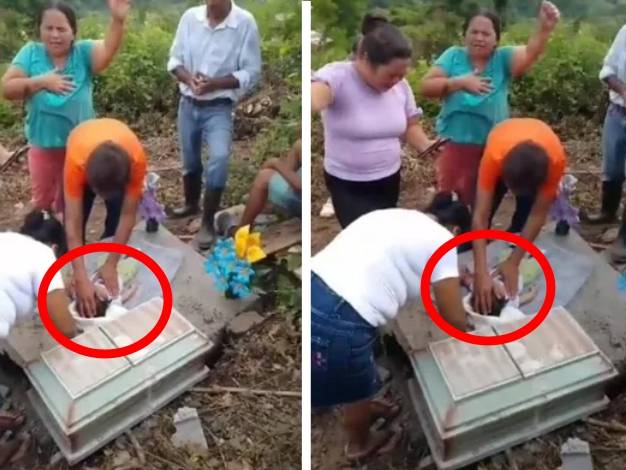 사진=아기의 부모가 손을 얹고 간절히 기도를 하고 있다. (출처=영상캡처)