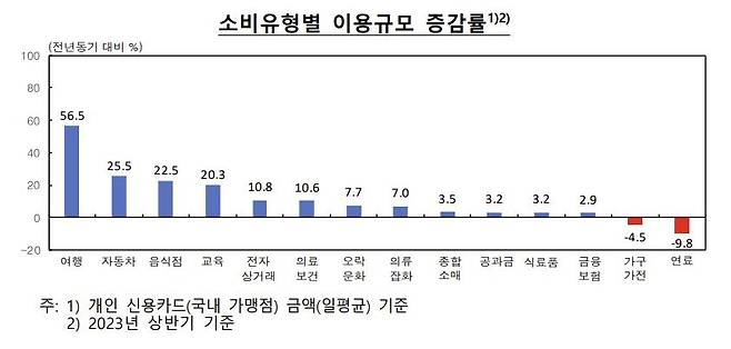 소비유형별 이용규모 증감률 [한국은행 제공. 재판매 및 DB 금지]