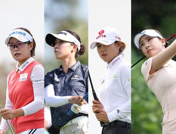 2023년 한국여자프로골프(KLPGA) 투어 하나금융그룹 챔피언십에 출전한 박민지, 리디아 고, 황유민, 유현주 프로. 사진제공=KLPGA