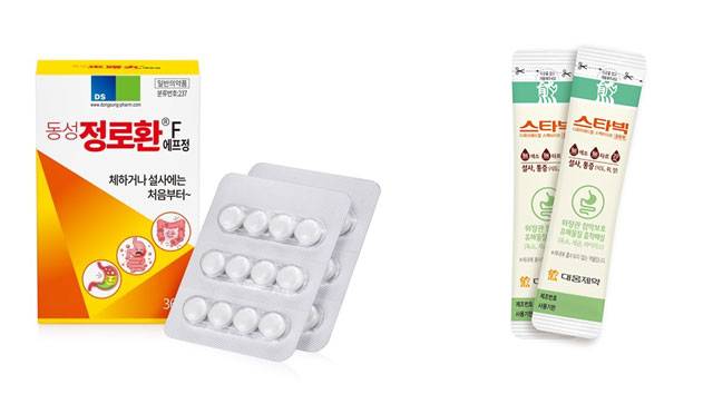 설사를 하지만 병원에 갈 수 없는 상황에선 스멕타이트 성분 지사제​를 먼저 사용하는 게 낫다. 단, 지사제는 일상생활이 불가능할 정도로 설사가 심할 때 복용해야 한다. /동성제약, 대웅제약 제공