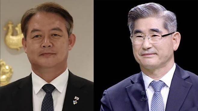 신인호 전 안보실 2차장(왼쪽)과 김용현 대통령실 경호처장