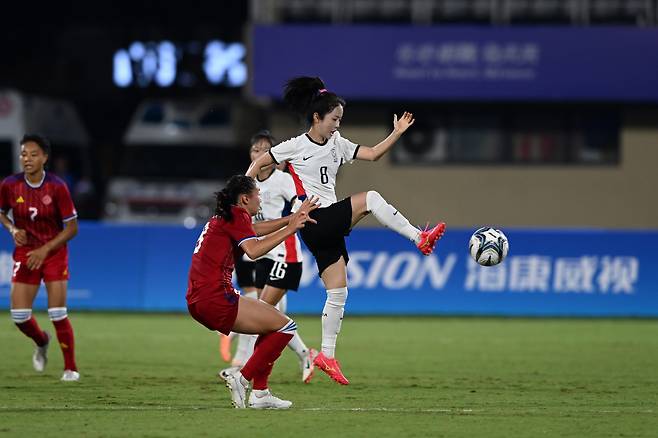 중국 윈저우스포츠센터/ 2023 항저우 아시안게임/ 아시안게임 여자대표팀/ 조별예선 2차전/ 한국 vs 필리핀 / 이민아/사진 홍석균