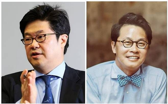 김병주 MBK파트너스 회장(왼쪽)과 조좌진 롯데카드 대표. /롯데카드 제공