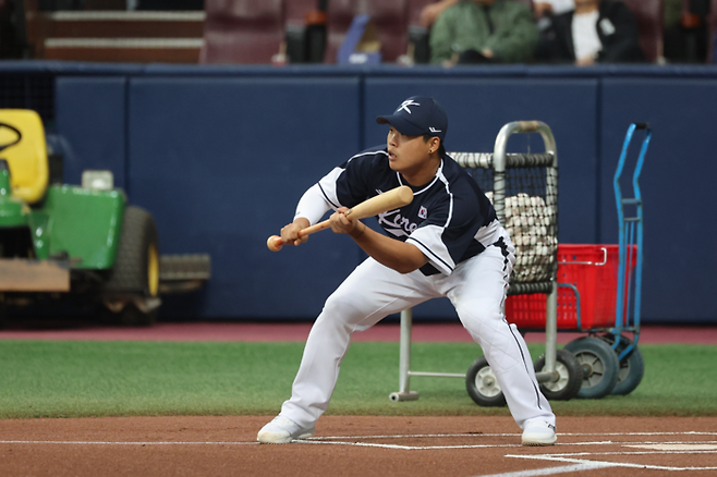 지난 24일 대표팀 훈련 중인 강백호. 연합뉴스.