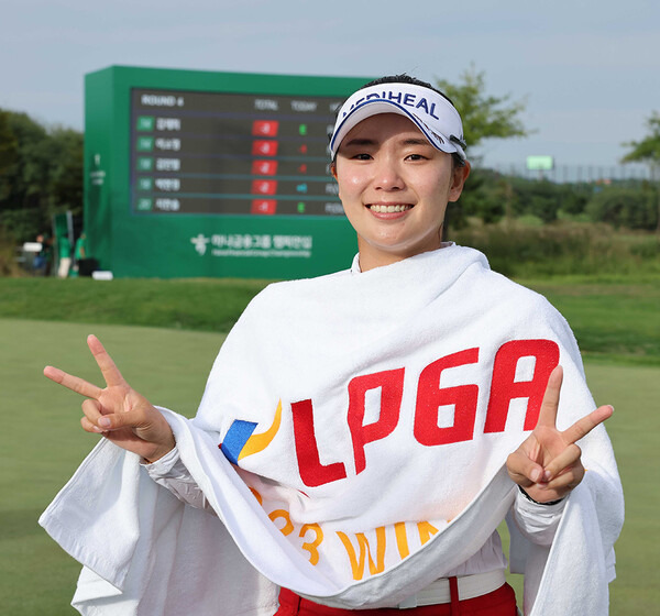 2023년 한국여자프로골프(KLPGA) 투어 하나금융그룹 챔피언십에서 연장 접전 끝에 우승을 차지한 이다연 프로. 사진제공=KLPGA