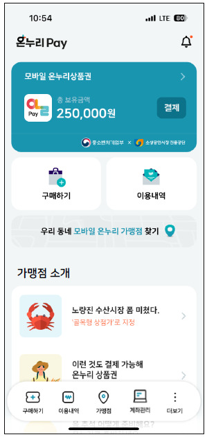 신규 출시된 ‘온누리페이’ 앱 아이콘 및 실행화면. 소상공인진흥공단 제공