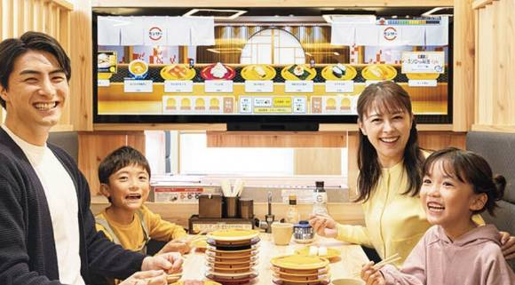 일본 회전초밥 프랜차이즈 업체 스시로는 최근 도쿄와 오사카 등 3개 점포에 디지털 모니터인 '디지로'를 시험적으로 도입한다고 발표했다.  [사진=스시로 홈페이지]