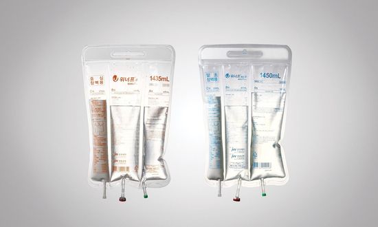 JW생명과학 3세대 종합영양수액제 ‘피노멜(국내 제품명 위너프)’ 제품.