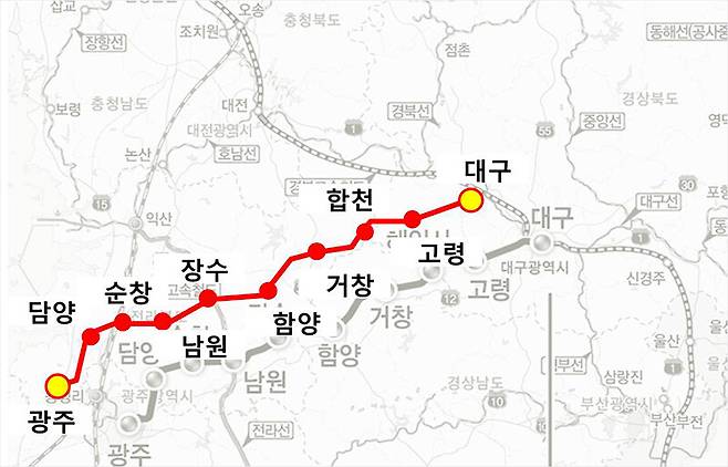 달빛고속철도 노선도. 대구시 제공