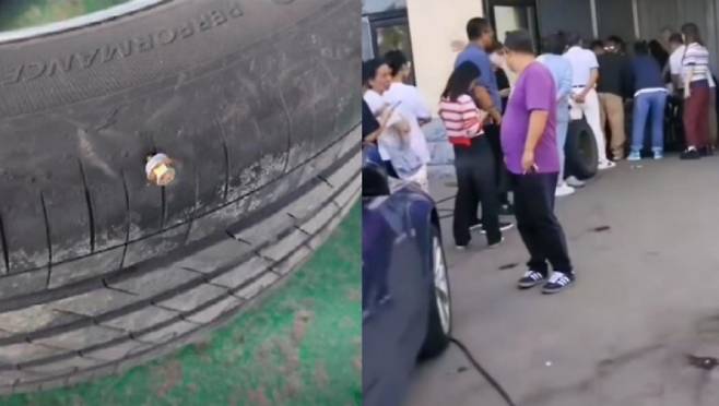 중국 하얼빈과 베이징을 잇는 징하고속도로 일부 구간에 의문의 강철 못이 흩뿌려지면서 차량 50여대 타이어가 잇따라 펑크나는 사고가 발생했다. 출처 웨이보