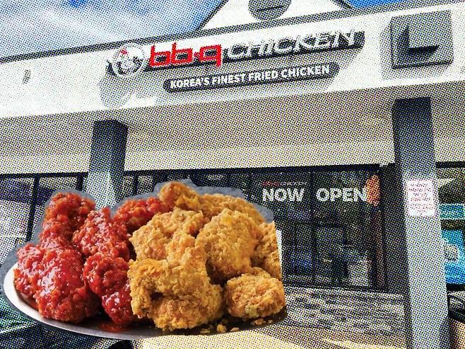 미국 뉴저지주 잉글우드에 오픈한 BSK 1호점과 치킨/그래픽=비즈워치