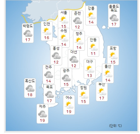 ⓒ기상청: 오늘(10월 3일) 오전 전국날씨